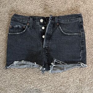 Levi's Charcoal Frayed Jean Shorts